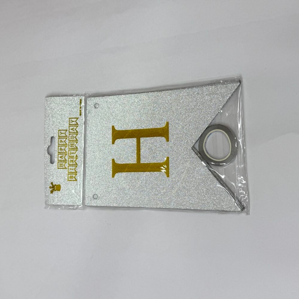 Glitter Border Happy Birthday Banner - Silver