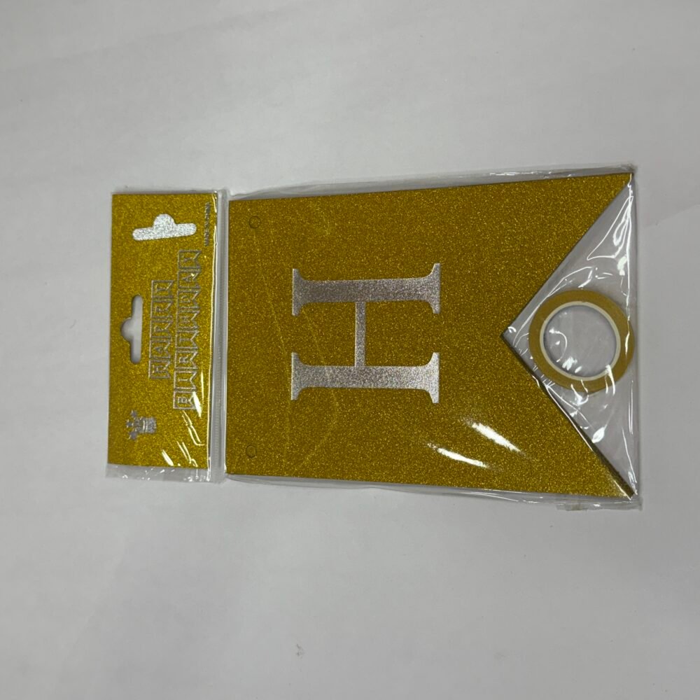 Glitter Border Happy Birthday Banner - Gold