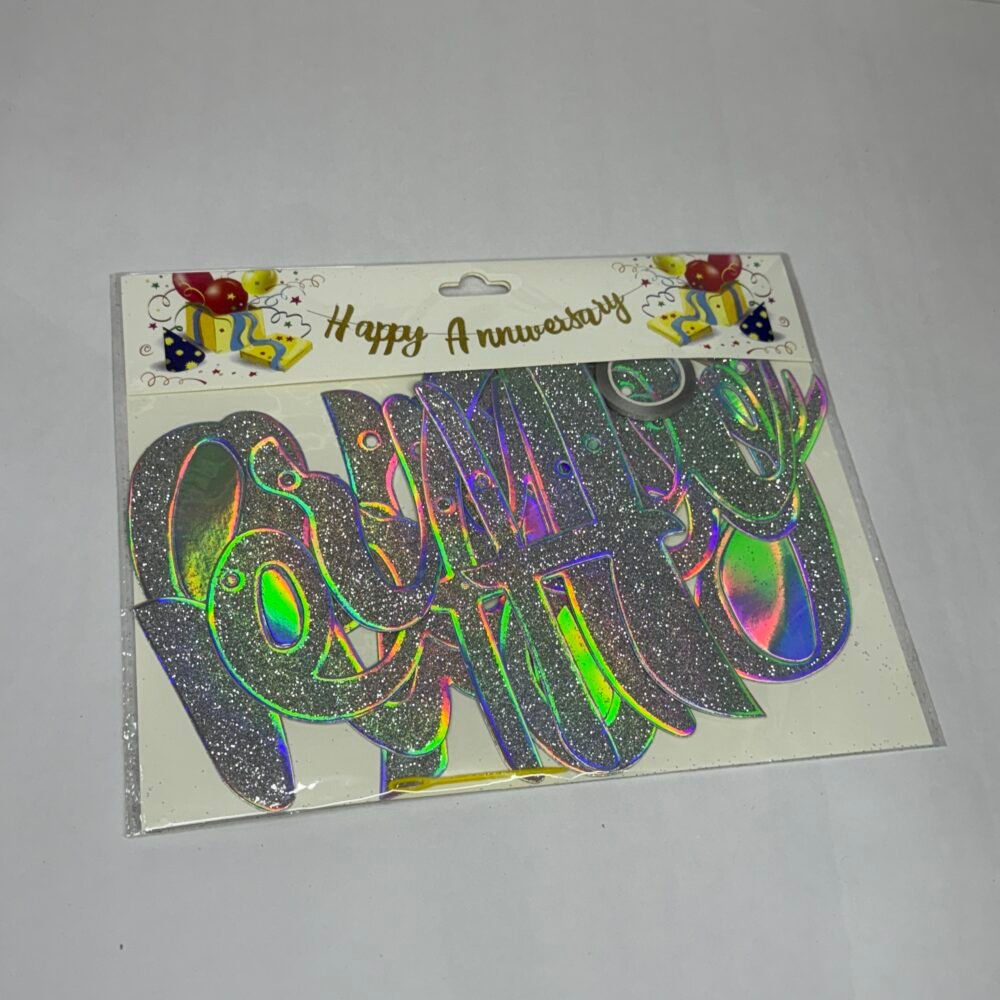 Happy Anniversary Paper  Banner - Silver