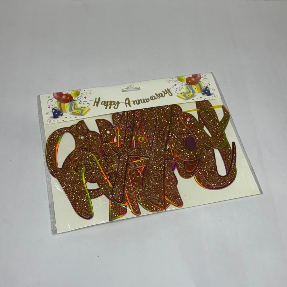 Happy Anniversary Paper  Banner - Gold