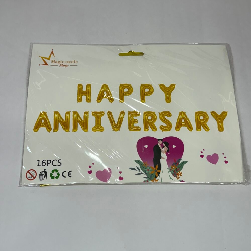 Happy Anniversary Foil Balloon Set - Gold