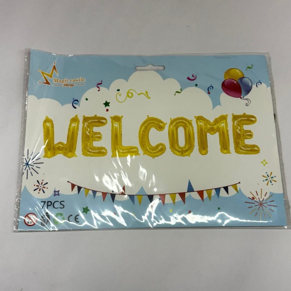 (Big) Foil Balloon Banner - Welcome gold