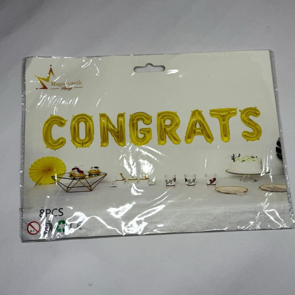 (Big) Foil Balloon Banner - Congrats gold