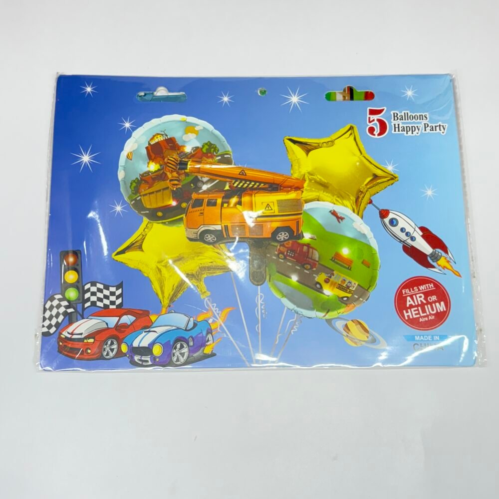 Themes 5 Piece Foil Balloon - Vehicles