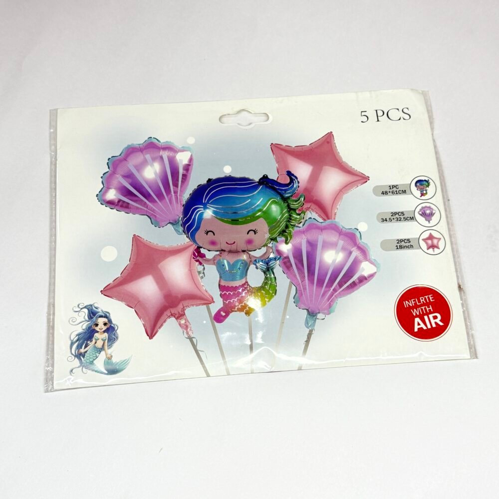 Themes 5 Piece Foil Balloon - Multicolourmermaid