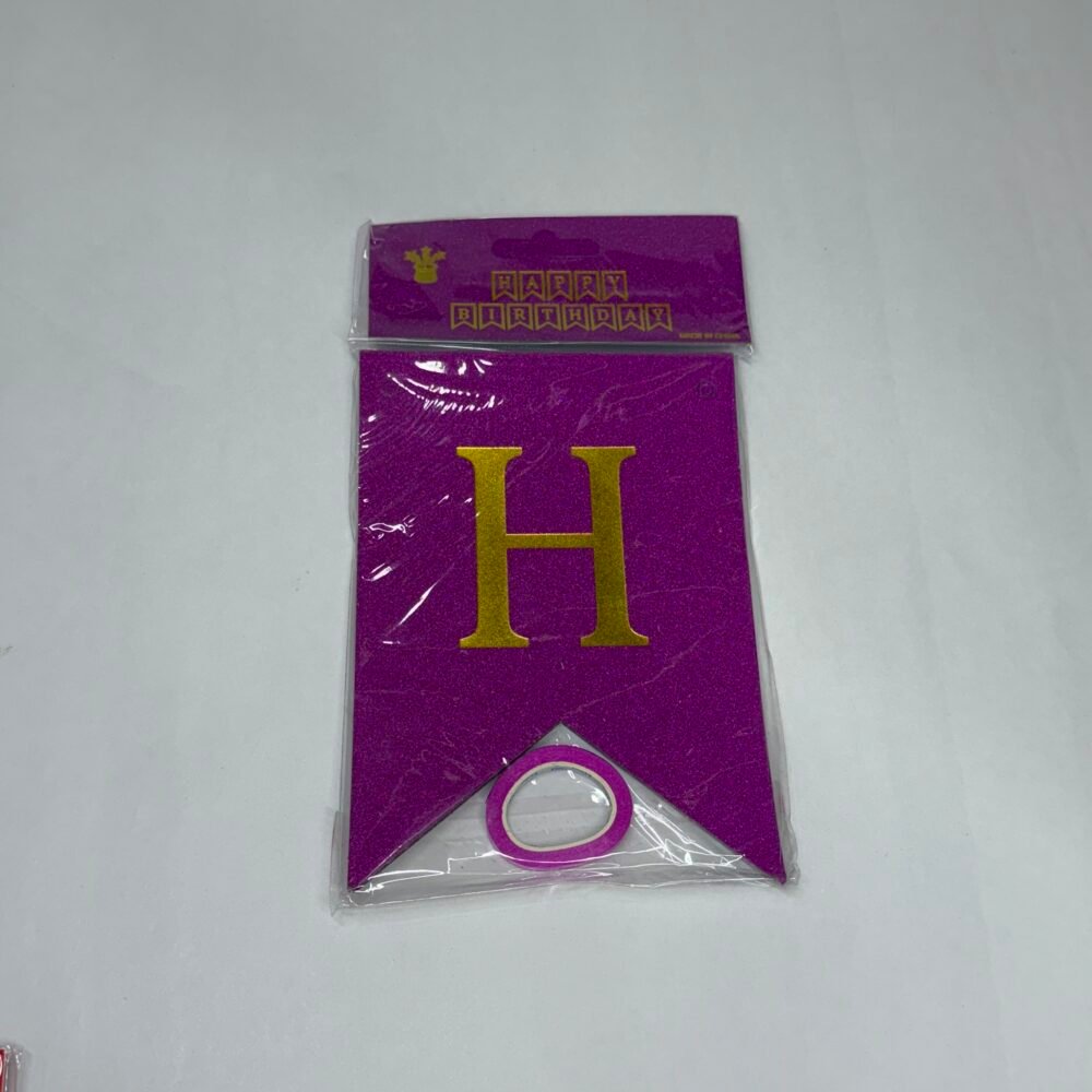 Glitter Border Happy Birthday Banner - Purple