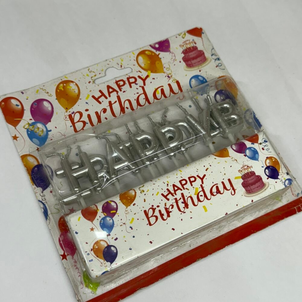 Happy Birthday Candle - Silver