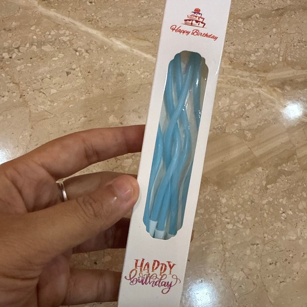 Pastel Curly Candles (Pack Of 6) - Blue
