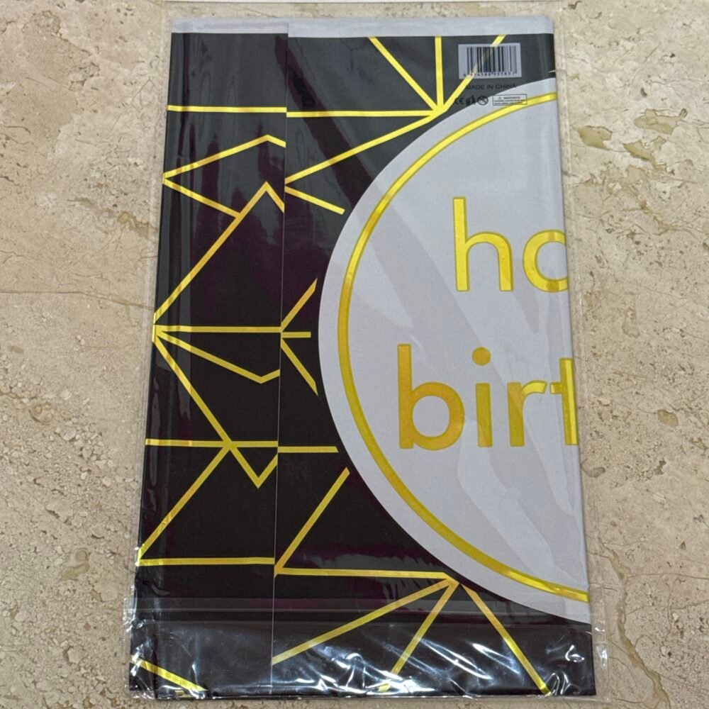 Happy Birthday Table Cover 54X72 - Black